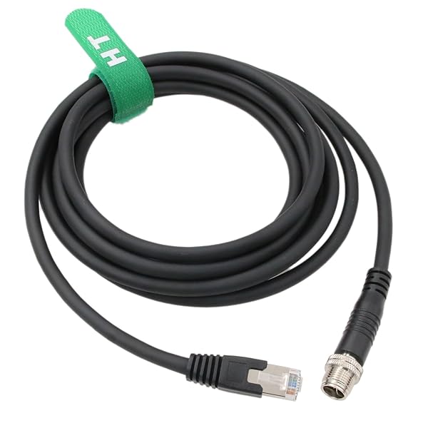 HangTon Connect HTcable Industrial Machinery Camera M12 8 Pole X-Code RJ45 Cat6 Ethernet Cable Shielded Waterproof Flexible 3 Meters - View 3 of 4