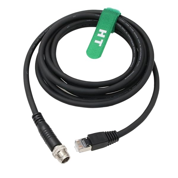 HangTon Connect HTcable Industrial Machinery Camera M12 8 Pole X-Code RJ45 Cat6 Ethernet Cable Shielded Waterproof Flexible 3 Meters