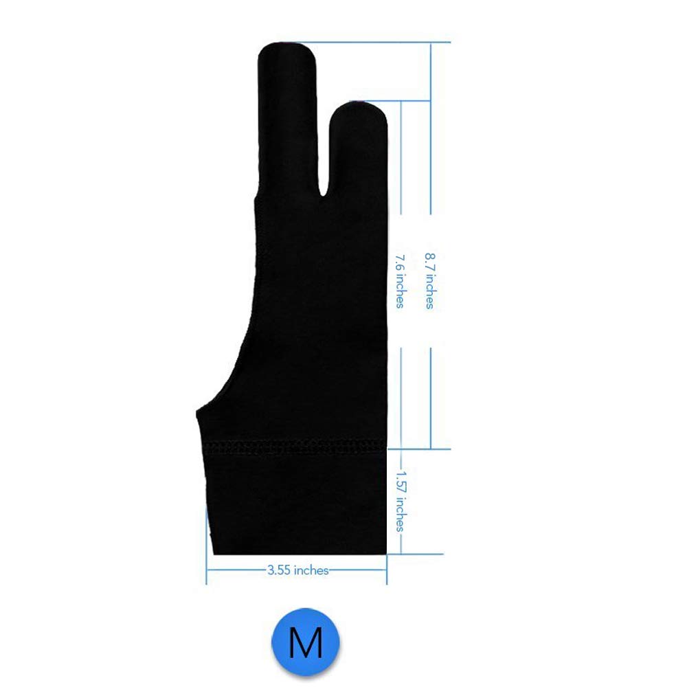BXT Black Two-Finger Gloves for Graphics Drawing Tablet and Light Box Tracing Pad 2pcs Artist Gloves for iPad Pro Left or Right Hand - View 5 of 6