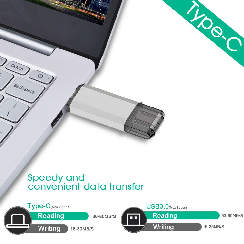 VICFUN VICFUN 128GB USB C Flash Drive Type C USB 3.0 OTG 2 in 1 Memory Stick for USB-C Devices Smartphones and Computers - View 7 of 9