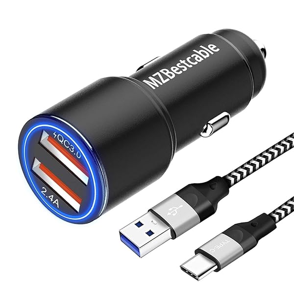 MZBESTCable Fast Charging Car Charger for Moto G Stylus 5G 2021 2020 Power 2021 2022 2023 with 30W Quick Charge 3.0 and 6FT USB Cable