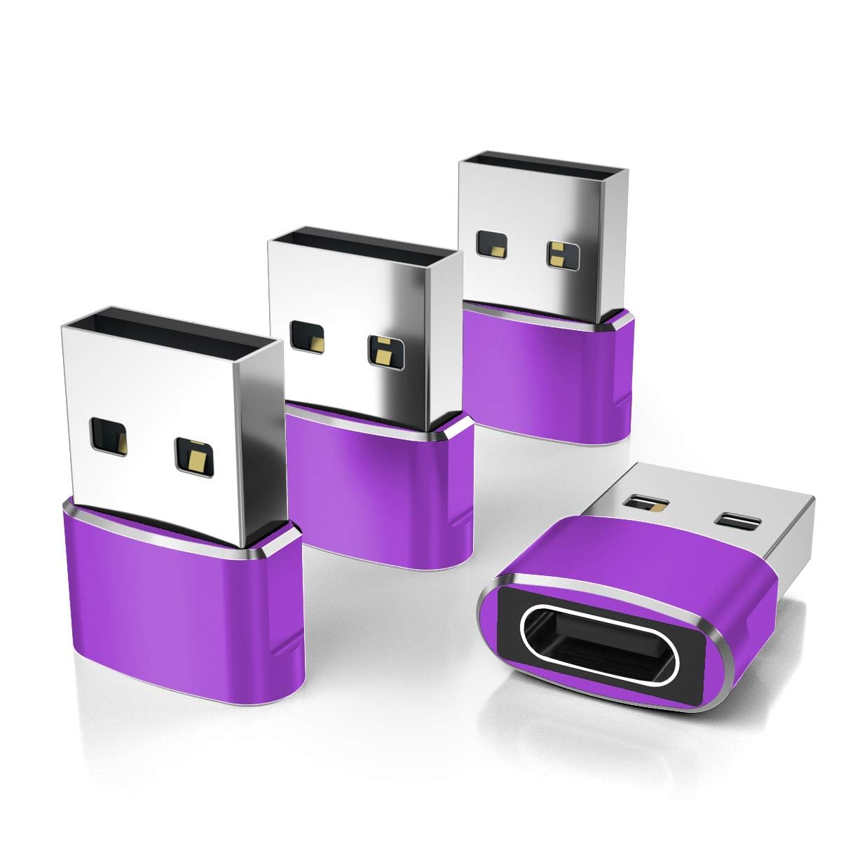Elebase Elebase USB to USB C Adapter 4 Pack Type C Female to USB A Male Charger Connector for Apple Watch iPhone iPad Samsung Galaxy