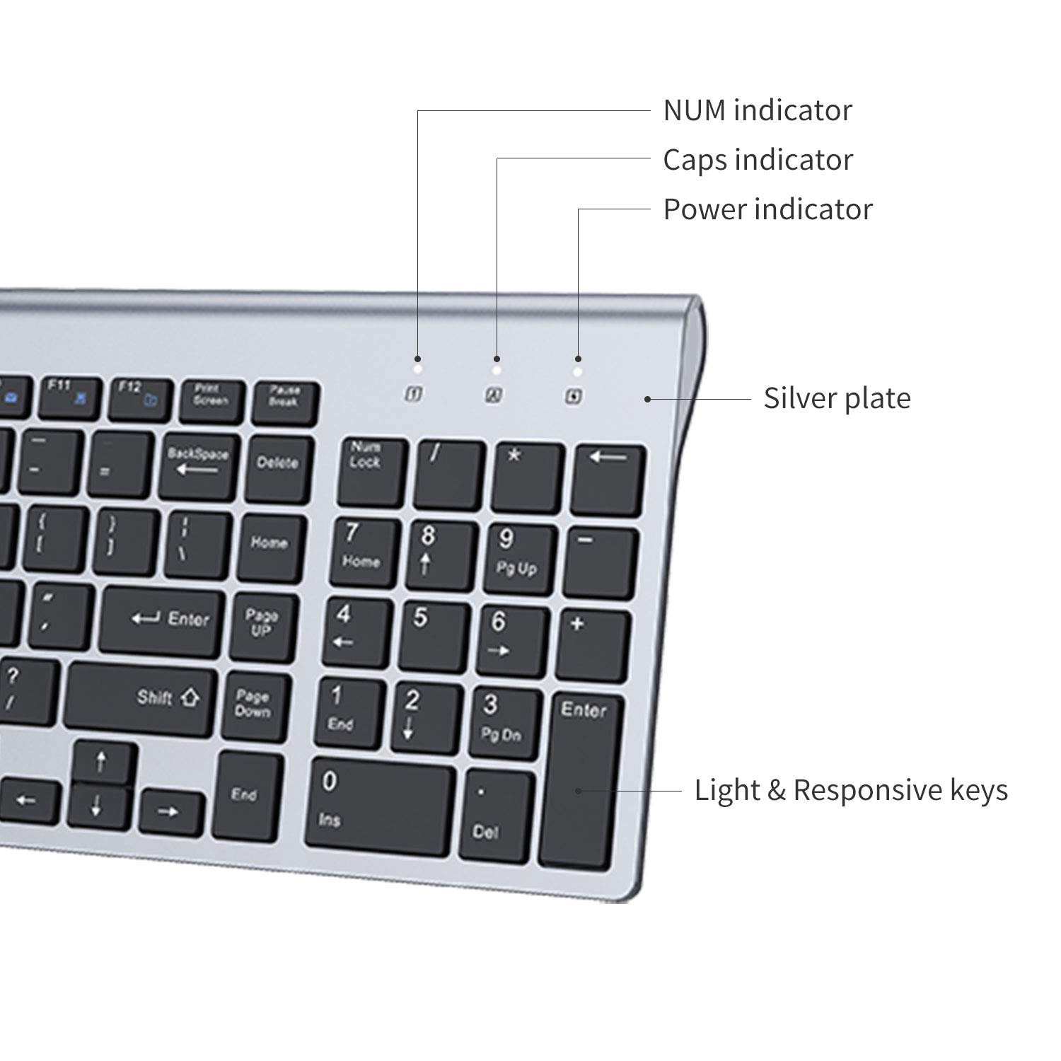 FENIFOX Wireless Keyboard and Mouse Combo Ergonomic Full Size 2.4G USB for PC Laptop Windows MacBook Black Grey - View 4 of 7