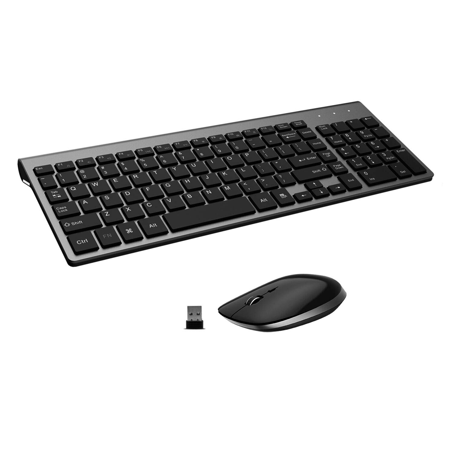 FENIFOX Wireless Keyboard and Mouse Combo Ergonomic Full Size 2.4G USB for PC Laptop Windows MacBook Black Grey - View 7 of 7