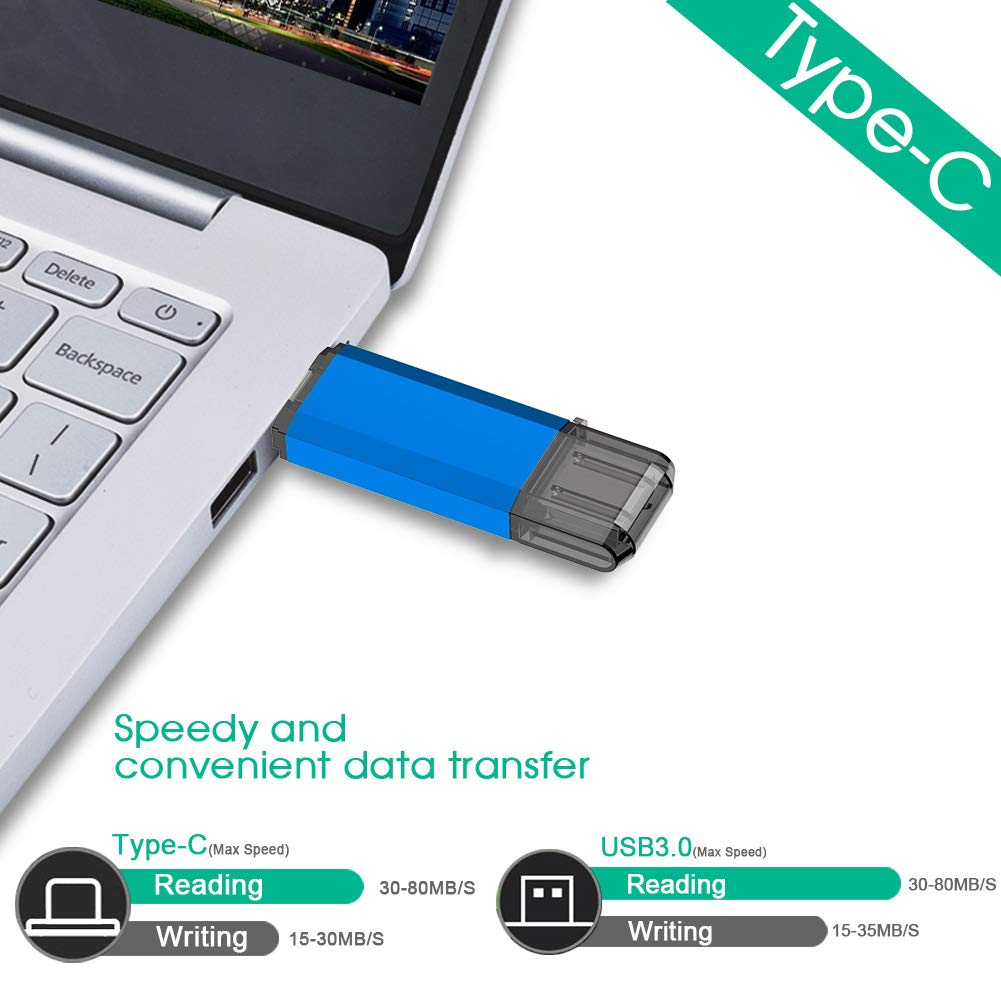 VICFUN 64GB USB C Flash Drive Type C USB 3.0 OTG 2 in 1 Memory Stick for Smartphones and Computers - View 7 of 7