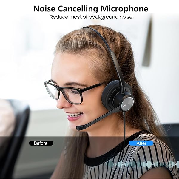MKJ RJ9 Cisco Headset for Office Phones Noise Cancelling Microphone Compatible with CP-7821 7841 7942G 7945G 7960 7961G 7962G 7965G 7970 7971G 7975G 8811 8841 9951 - View 2 of 7