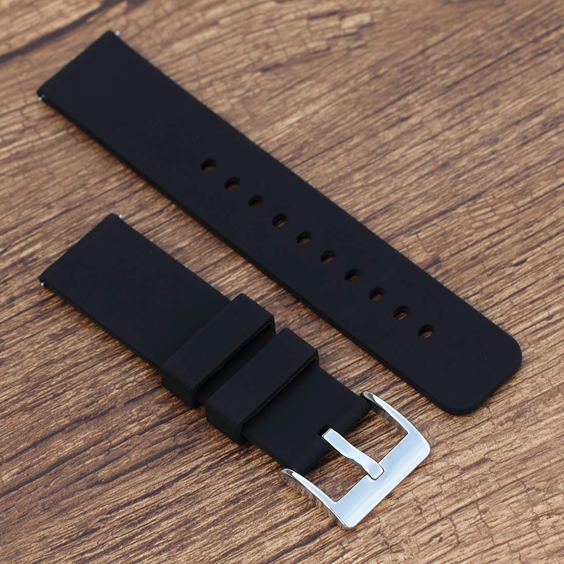 Wellfit 22mm Silicone Watch Strap Quick Release Rubber Band in Black for Comfortable and Stylish Wear - View 4 of 7