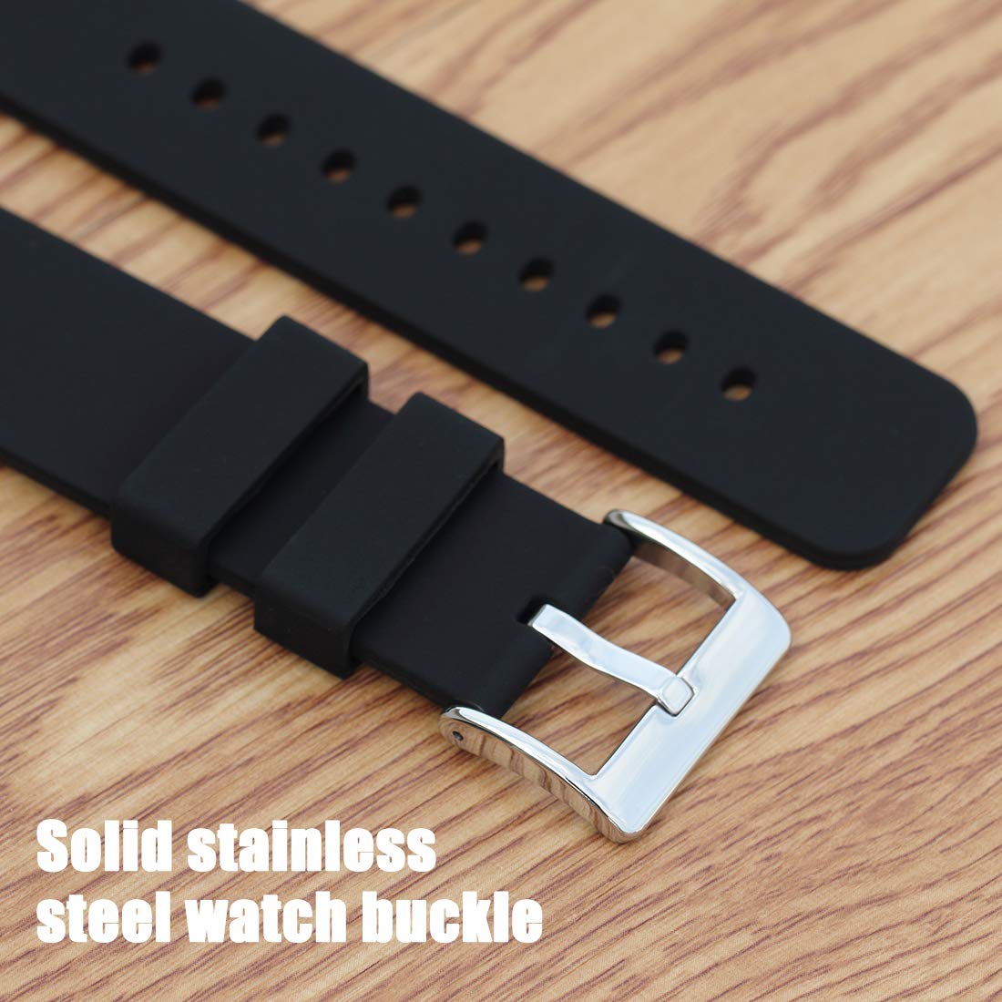 Wellfit 22mm Silicone Watch Strap Quick Release Rubber Band in Black for Comfortable and Stylish Wear - View 5 of 7