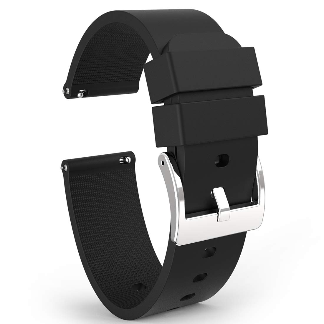 Wellfit 22mm Silicone Watch Strap Quick Release Rubber Band in Black for Comfortable and Stylish Wear