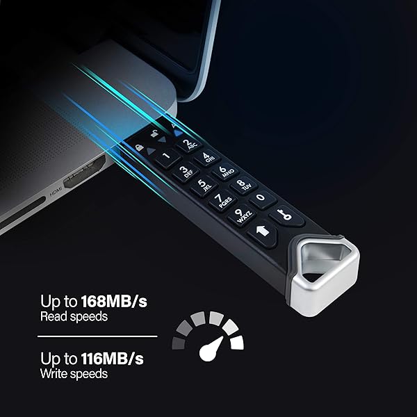 iStorage iStorage datAshur PRO2 128GB: FIPS 140-2 Certified Secure Flash Drive - Password Protected & Water/Dust Resistant - View 3 of 8