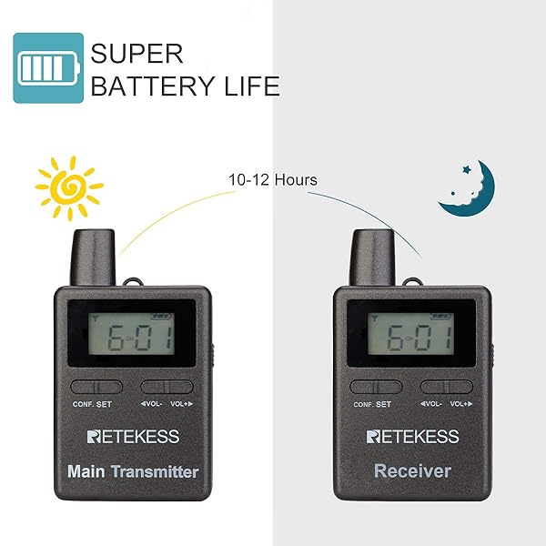Retekess Retekess TT105 Two Way Tour Guide Headsets for Church Translation and Training with 2 Transmitters and 10 Receivers - View 4 of 11