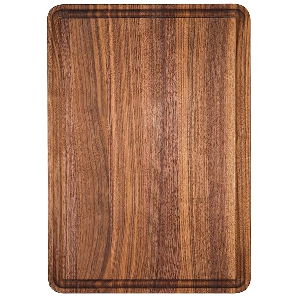 AZRHOM AZRHOM Small Walnut Wood Cutting Board 12x8 in Gift Box Reversible Non-slip Thick Butcher Block with Juice Groove and Handles