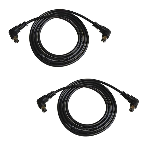DZYDZR Buy DZYDZR 2pcs 1M DC Extension Cable 2.1mm x 5.5mm - L Type Male to Male, 22 AWG, Max 24V 3A - Durable Black Wire - View 2 of 7