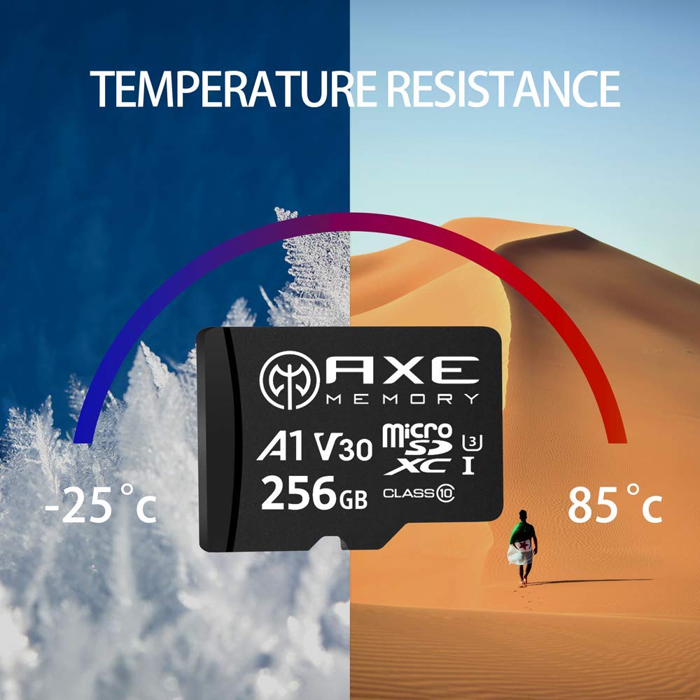 AXE MEMORY AXE MEMORY 256GB Micro SD Card High Speed 4K Ultra Full HD Video UHS-I U3 A1 V30 with SD Adapter Up to 95MB/S - View 4 of 7