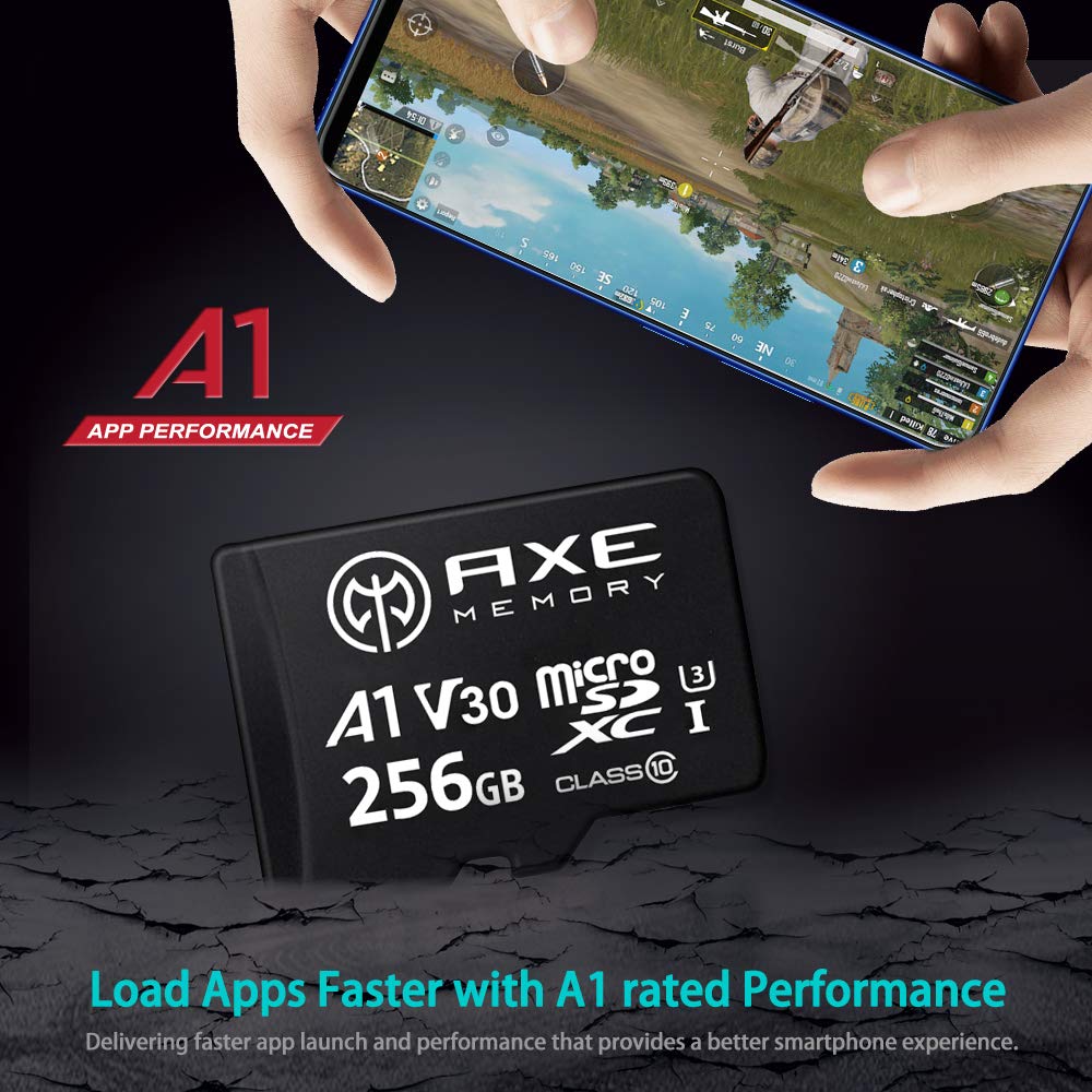 AXE MEMORY AXE MEMORY 256GB Micro SD Card High Speed 4K Ultra Full HD Video UHS-I U3 A1 V30 with SD Adapter Up to 95MB/S - View 5 of 7