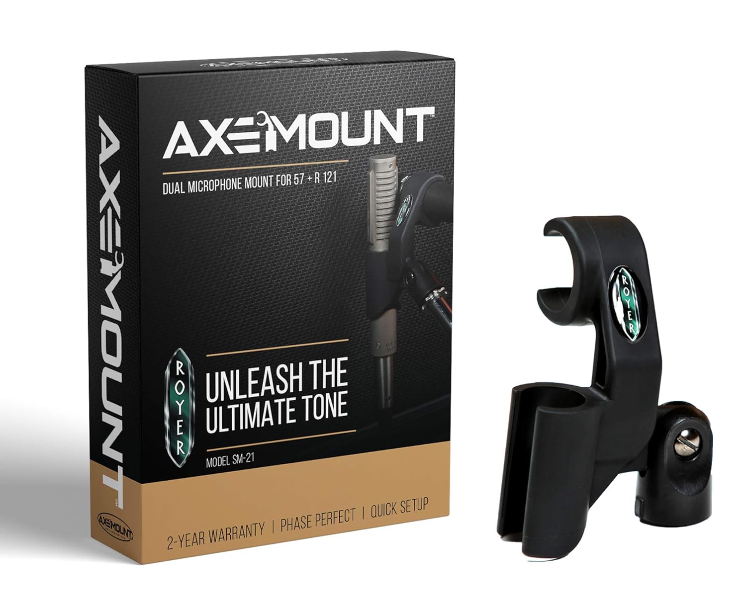 Royer Labs SM-21 Axemount Dual Microphone Mount for Shure 57 and R121 High Performance Audio Solution