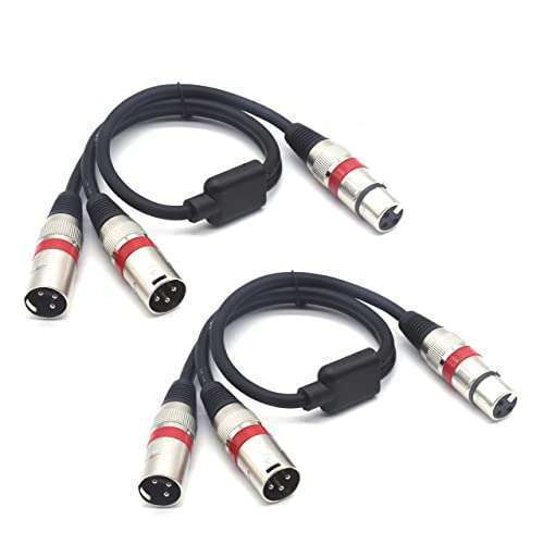 SiYear XLR Splitter Cable - Dual XLR Male to Female 3 Pin Patch Y Cable (50CM, 2-Pack) for Microphone Audio Adapter