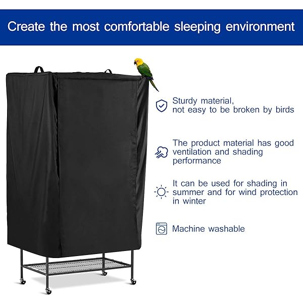 POPETPOP POPETPOP Universal Bird Parrot Cage Cover Washable Good Night Birdcage Cover Black for Comfortable Sleep - View 4 of 9