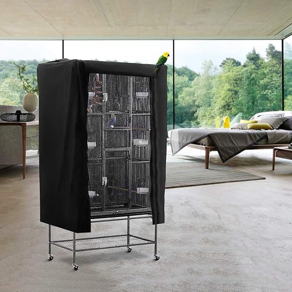 POPETPOP POPETPOP Universal Bird Parrot Cage Cover Washable Good Night Birdcage Cover Black for Comfortable Sleep - View 8 of 9