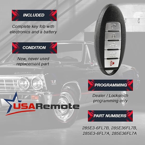 USARemote Key Fob for 2017-2018 Nissan Rogue Keyless Entry Smart Remote KR5S180144106 - View 3 of 6