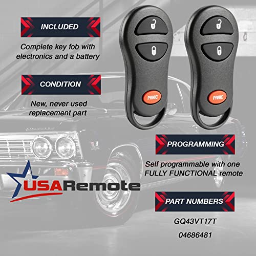 USARemote Key Fob for 1999-2005 Chrysler Dodge Plymouth Keyless Entry Remote Set of 2 04686481 Y160-PT - View 3 of 9