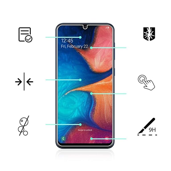 UPONEW Samsung Galaxy A20 Tempered Glass Screen Protectors 2 Pack Clear Flat Touch Screen Protector for SMA205U - View 3 of 8