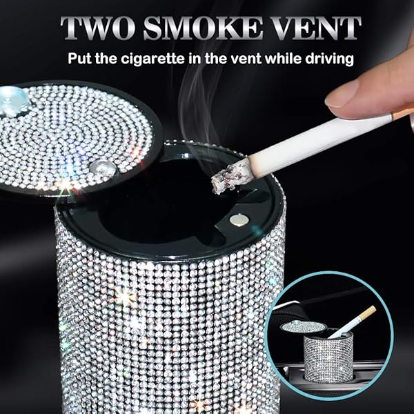 eing Detachable Stainless Car Ashtray with Lid Easy Clean Up for Home Office and Car Black - View 3 of 7