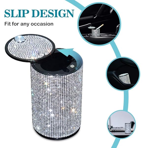 eing Detachable Stainless Car Ashtray with Lid Easy Clean Up for Home Office and Car Black - View 5 of 7