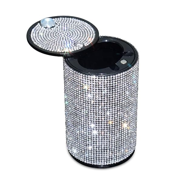 Detachable Stainless Car Ashtray with Lid Easy Clean Up for Home Office and Car Black