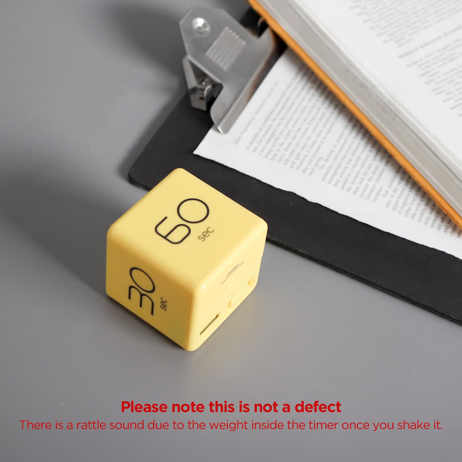 mooas Mooas Cube Timer Yellow Flip Block Timer for Kids ADHD Classroom Kitchen Desk Workout Cooking Study 10 20 30 60 Seconds Settings - View 2 of 9