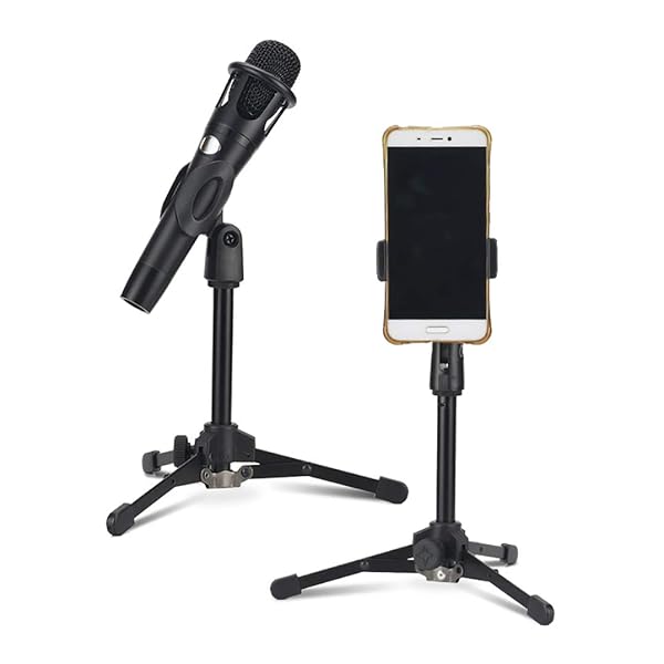 Vilihy Vilihy Foldable Tripod Desktop Microphone Stand Holder with Microphone and Phone Clips for Streaming and Recording - View 3 of 6