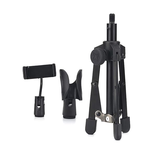 Vilihy Vilihy Foldable Tripod Desktop Microphone Stand Holder with Microphone and Phone Clips for Streaming and Recording - View 2 of 6