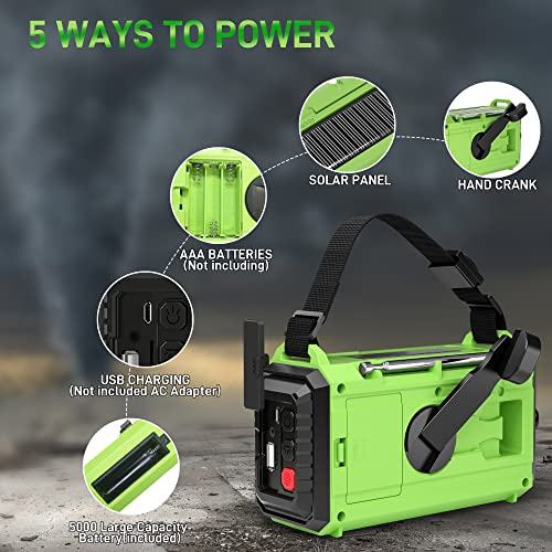 OnLyee OnLyee Hand Crank Radio Emergency Weather Solar Portable 5-Way Power AM FM SW NOAA with LED Flashlight Reading Lamp Power Bank SOS Alarm - View 4 of 9
