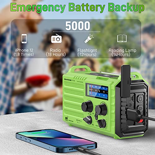 OnLyee OnLyee Hand Crank Radio Emergency Weather Solar Portable 5-Way Power AM FM SW NOAA with LED Flashlight Reading Lamp Power Bank SOS Alarm - View 5 of 9