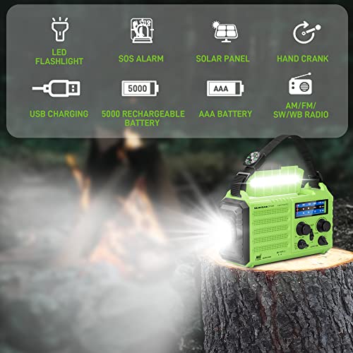 OnLyee OnLyee Hand Crank Radio Emergency Weather Solar Portable 5-Way Power AM FM SW NOAA with LED Flashlight Reading Lamp Power Bank SOS Alarm - View 6 of 9