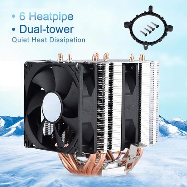 Zopsc Zopsc CPU Cooler with 6 Heatpipes for Efficient Cooling and Quiet Operation 800-2200 RPM - View 3 of 9