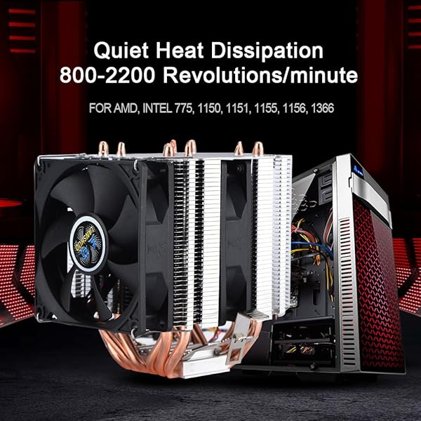 Zopsc Zopsc CPU Cooler with 6 Heatpipes for Efficient Cooling and Quiet Operation 800-2200 RPM - View 6 of 9