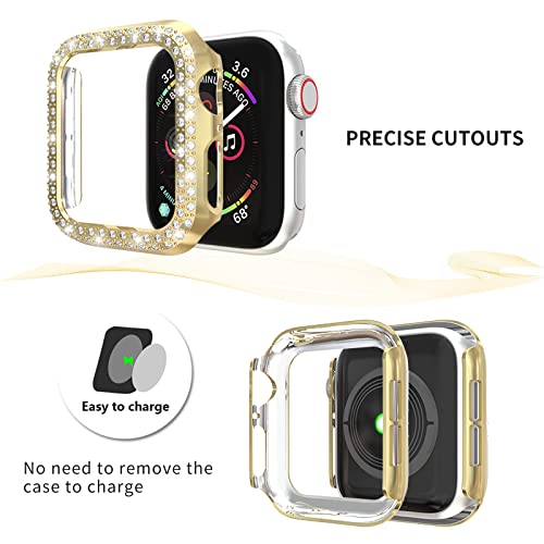 RICHONE RICHONE 5Pack Apple Watch SE Series 6 5 4 Protector Case Bling Crystal Diamonds 44mm Cover Bumper Frame Accessories 5 Colors - View 8 of 11