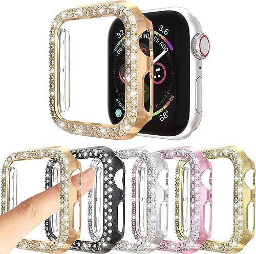 RICHONE RICHONE 5Pack Apple Watch SE Series 6 5 4 Protector Case Bling Crystal Diamonds 44mm Cover Bumper Frame Accessories 5 Colors - View 3 of 11
