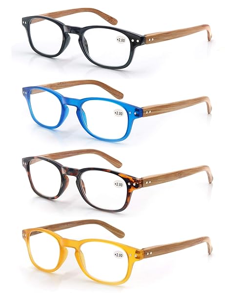 MODFANS 1.25 Reading Glasses Fashionable Wood-Look Readers with Spring Hinges for Men and Women