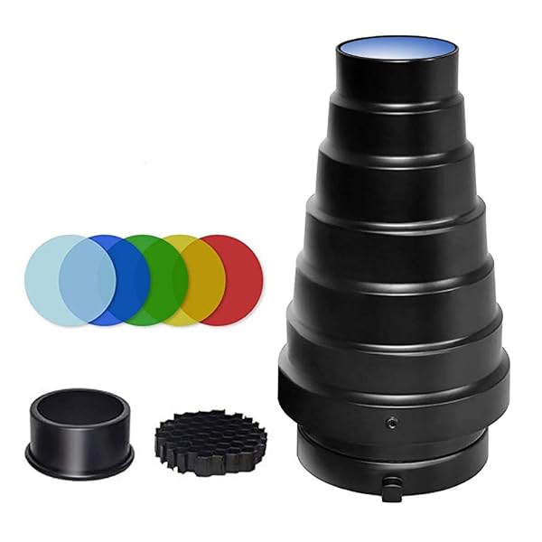 soonpho Transform Your Photography with Soonpho Aluminium Alloy Snoot Kit & Color Filters for Bowens Strobe Flash