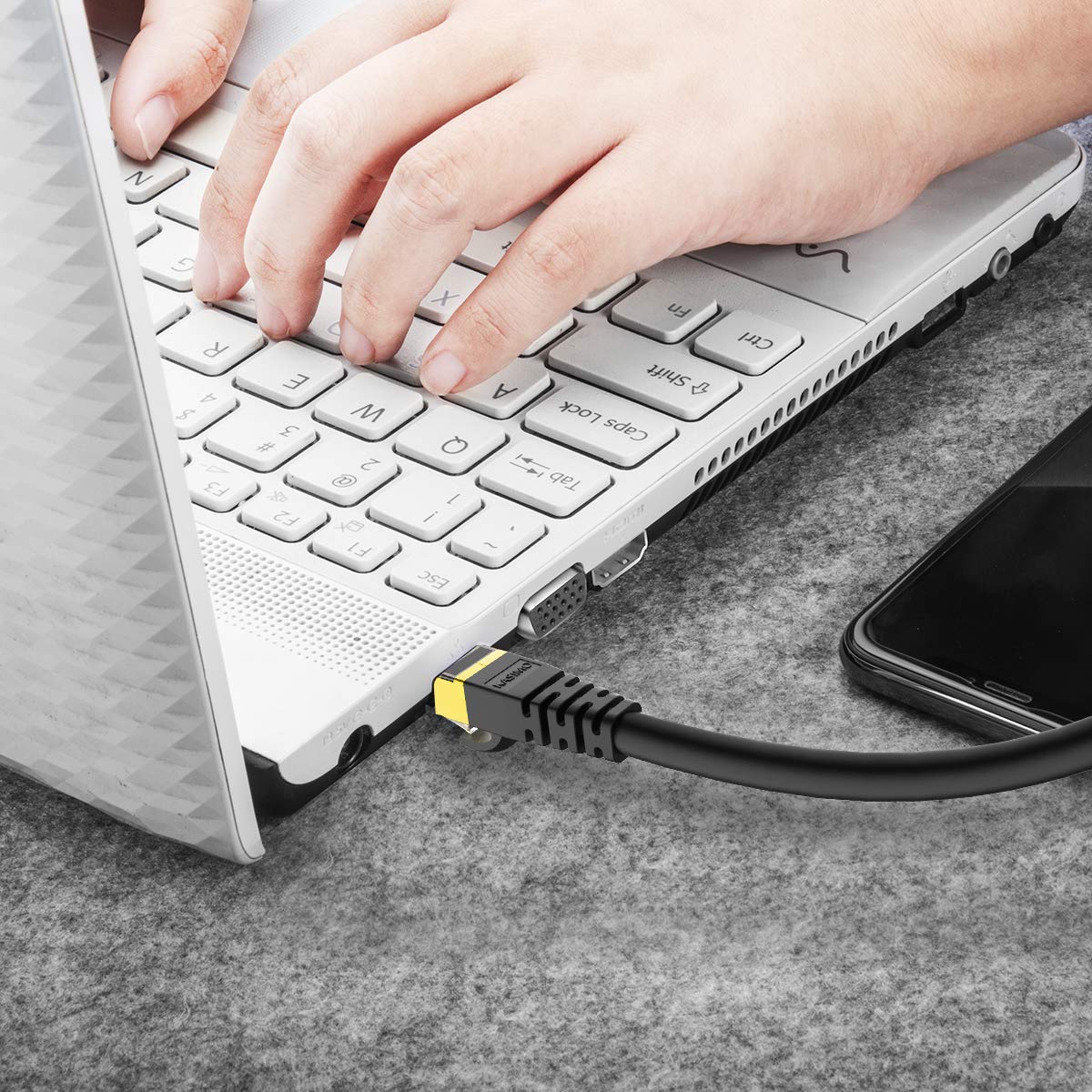 KASIMO 100 ft Cat8 Ethernet Cable High Speed 40Gbps SFTP Shielded Gaming Internet Cable with RJ45 Connector for Router Modem Black - View 9 of 9