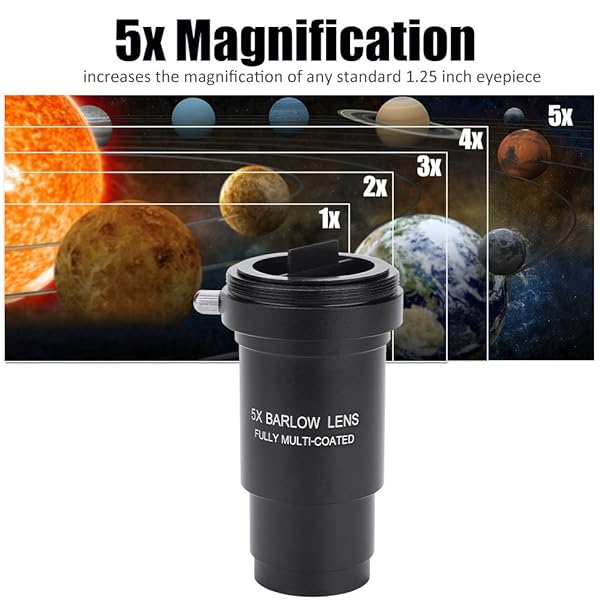 Mugast 1.25 Inch Barlow Lens - 5X Magnification Multi-Coated Optical Lens for 31.7mm Telescopes - View 4 of 9
