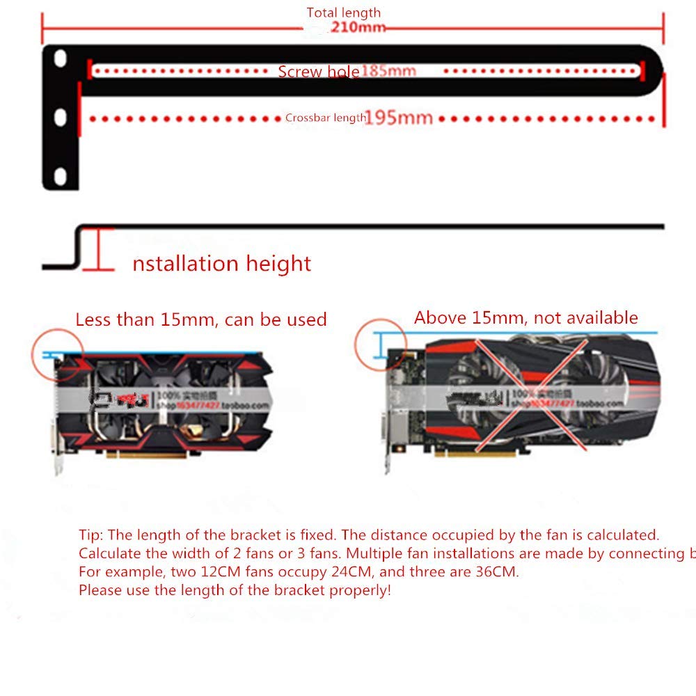 SiyuXinyi SiyuXinyi PCI Slot Fan Bracket Video Card Holder GPU VGA Bracket for Custom Desktop PC Gaming Compatible with RTX Vertical Cooling Rack - View 3 of 8