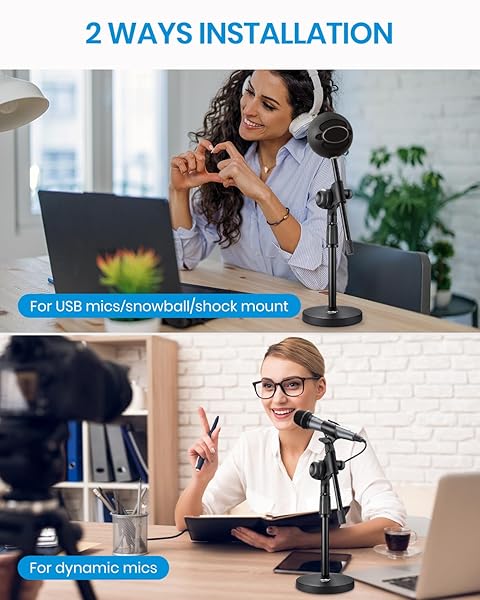 Moukey Moukey MMS-5 Adjustable Desk Mic Stand Short Microphone Stand with Boom Arm and Adapters for Desktop Use - View 6 of 8