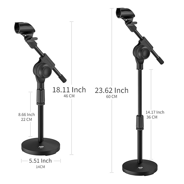 Moukey Moukey MMS-5 Adjustable Desk Mic Stand Short Microphone Stand with Boom Arm and Adapters for Desktop Use - View 8 of 8