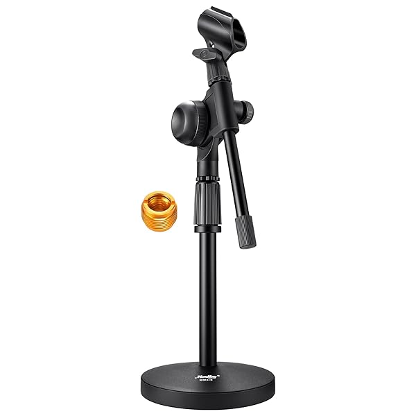 Moukey Moukey MMS-5 Adjustable Desk Mic Stand Short Microphone Stand with Boom Arm and Adapters for Desktop Use