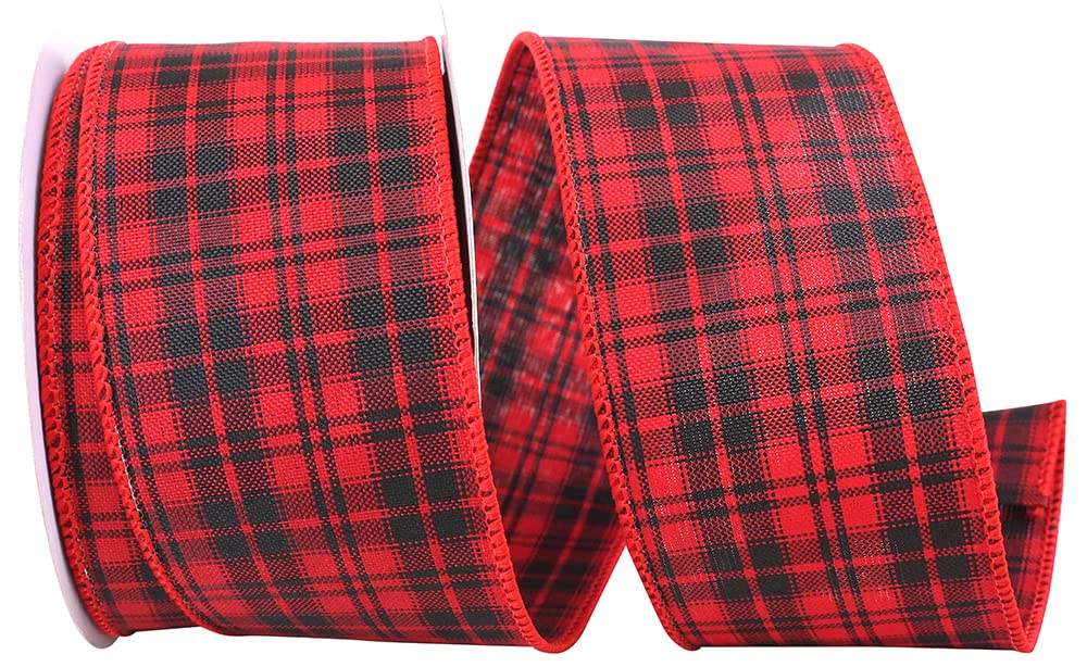 GiftWrap Etc. Colorful Spring Plaid Wired Ribbon 2 1/2 x 10 Yards Green Pink Yellow Blue Checks for Summer Birthday Fundraiser Wreath Gift Bows - View 4 of 9