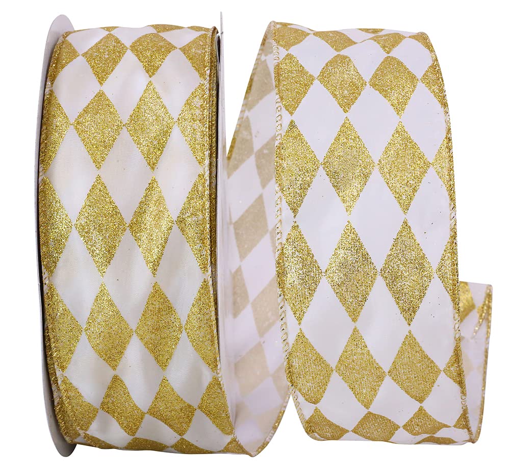 GiftWrap Etc. Colorful Spring Plaid Wired Ribbon 2 1/2 x 10 Yards Green Pink Yellow Blue Checks for Summer Birthday Fundraiser Wreath Gift Bows - View 7 of 9