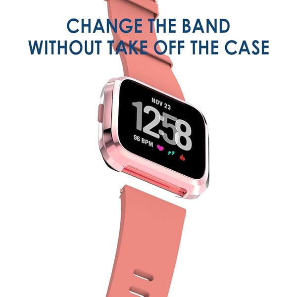 Simpeak Simpeak Soft Screen Protector Bumper Case for Fitbit Versa Smartwatch Pack of 5 Full Protection in Rose Pink Clear Silver Black Rose Gold - View 5 of 7